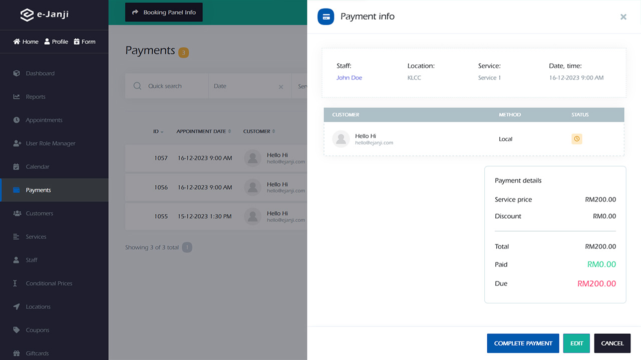 Edit payment