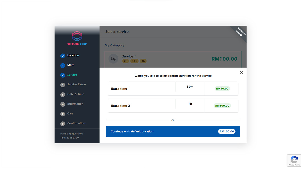 Booking custom duration